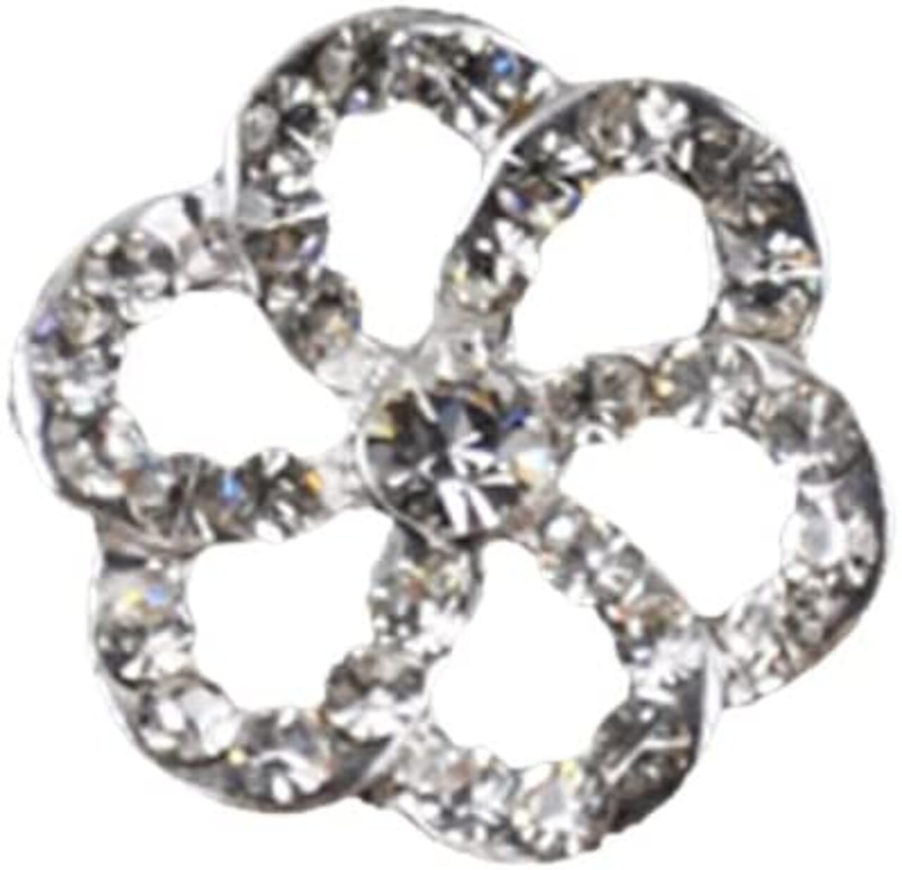 Belagio Rhinestone Shank Button, 0.75" Diameter, 1 Piece, Pinwheel Design, Silver/Crystal